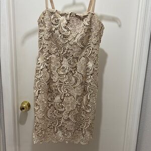 Adrianna Papell Lace Mini Dress in Cream